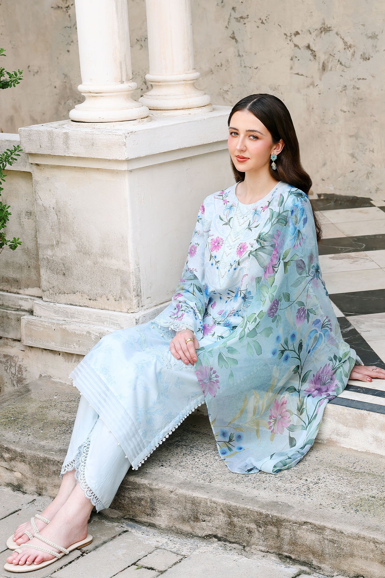 Eid Lawn Edit - II 2026 |AQUA GLINT | Cross Stitch