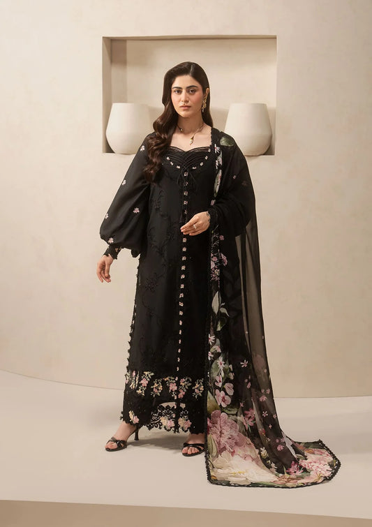 E-CRAFT - Chikankari Lawn With Chiffon Dupatta'26 | EHC-5A CHARCOAL| Elaf