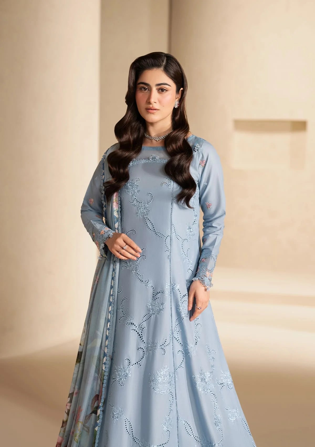 E-CRAFT - Chikankari Lawn With Chiffon Dupatta'26 | EHC-5B PACIFIC | Elaf