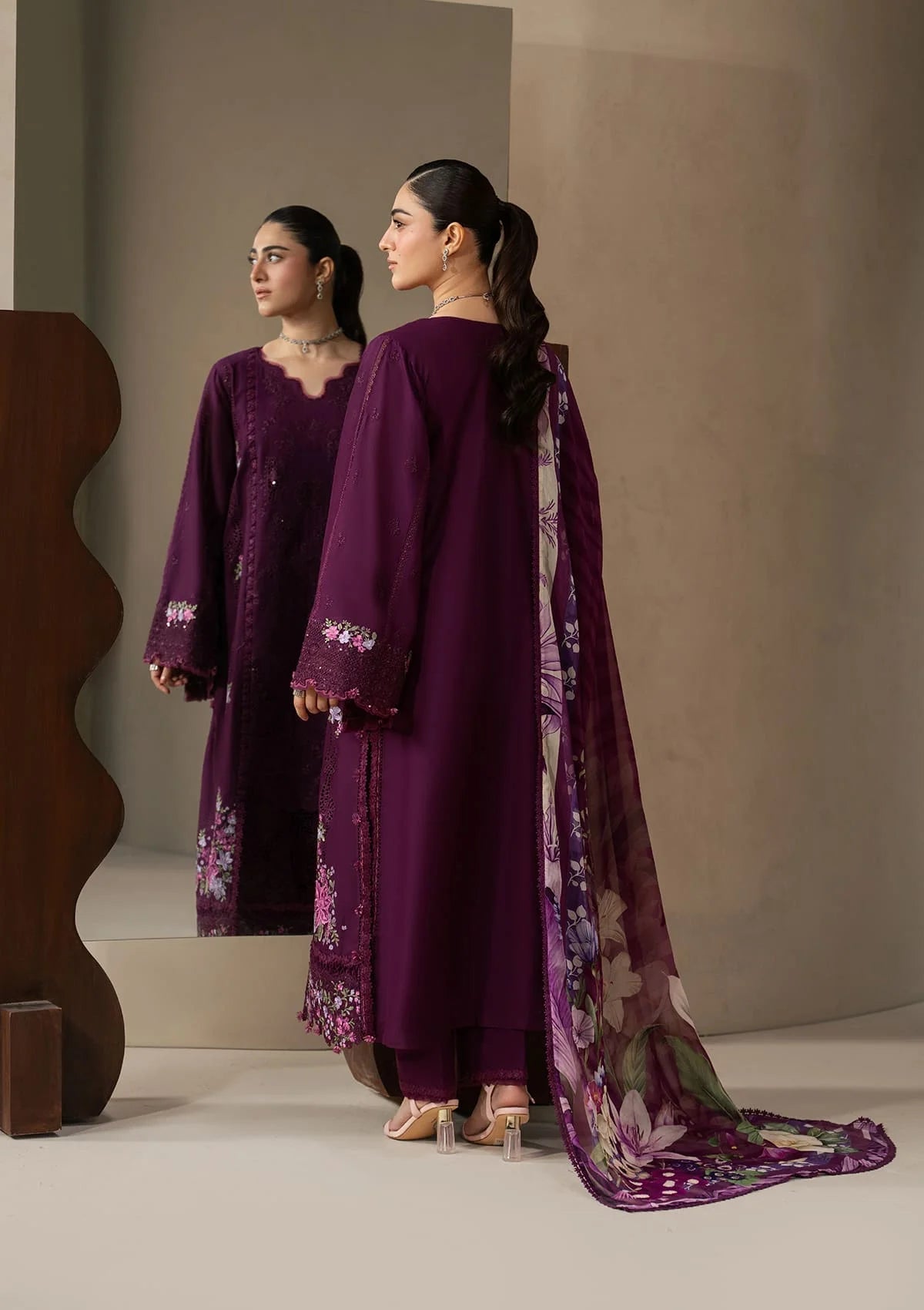 E-CRAFT - Chikankari Lawn With Chiffon Dupatta'26 | EHC-2B CASSIS | Elaf