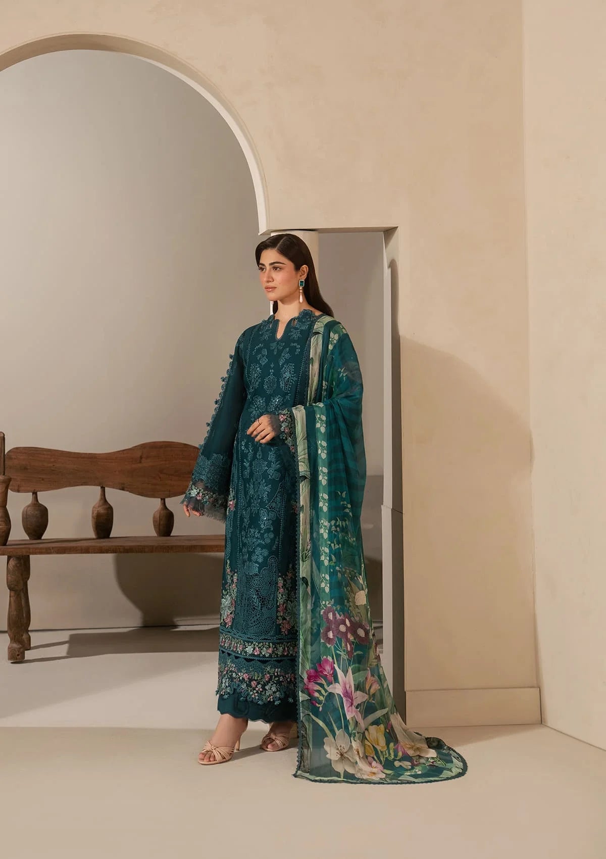E-CRAFT - Chikankari Lawn With Chiffon Dupatta'26 | EHC-2A MOSS | Elaf