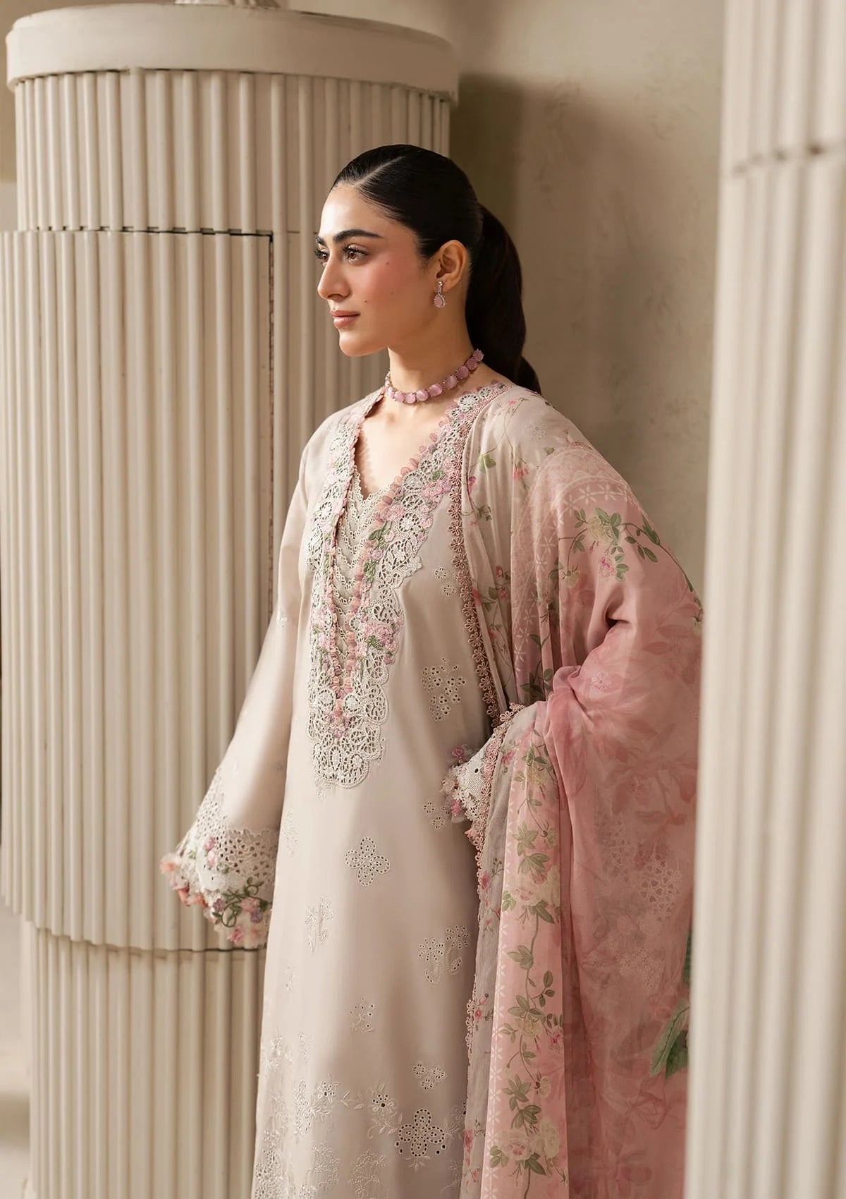 E-CRAFT - Chikankari Lawn With Chiffon Dupatta'26 | EHC-6B CLAY | Elaf