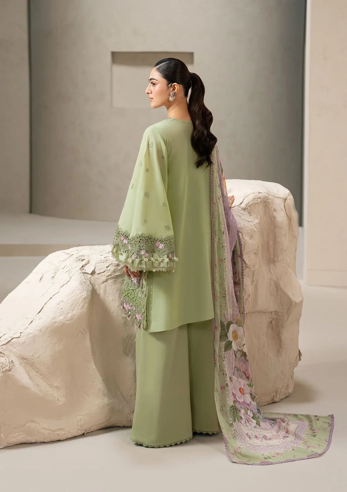 E-CRAFT - Chikankari Lawn With Chiffon Dupatta'26 | EHC-6A BASIL | Elaf