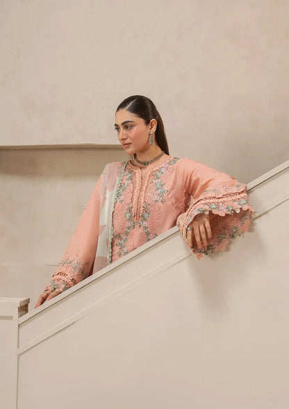 E-CRAFT - Chikankari Lawn With Chiffon Dupatta'26 | EHC-3B DUSTROSE | Elaf