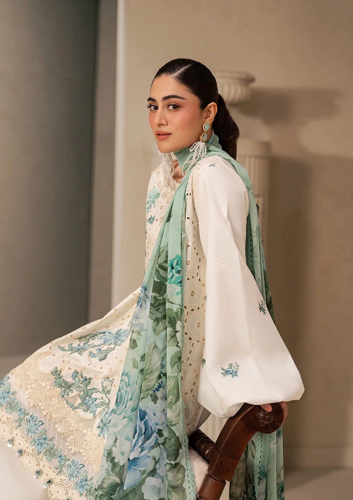 E-CRAFT - Chikankari Lawn With Chiffon Dupatta'26 | EHC-1A VANILLA | Elaf