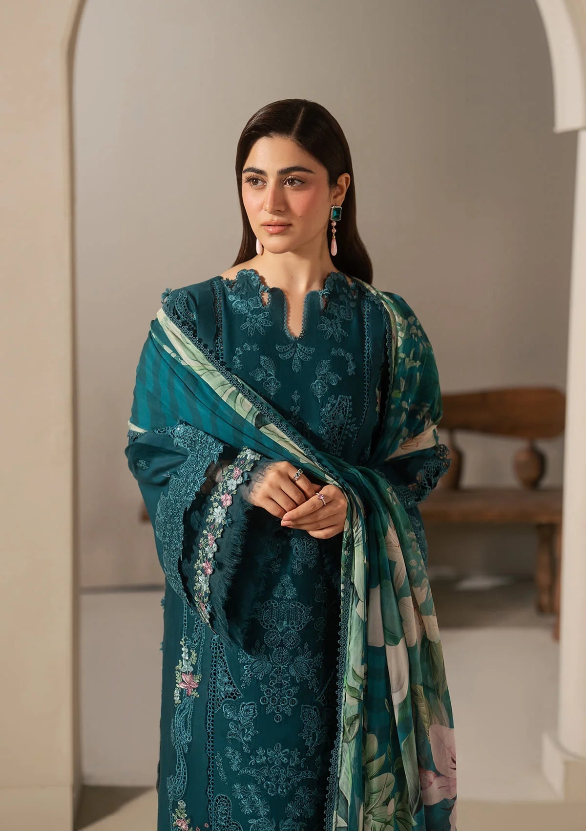 E-CRAFT - Chikankari Lawn With Chiffon Dupatta'26 | EHC-2A MOSS | Elaf
