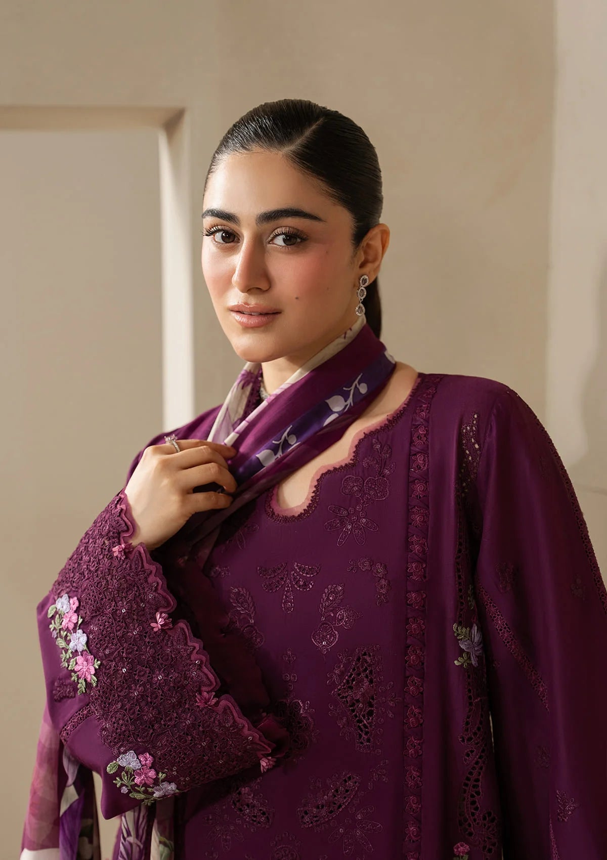 E-CRAFT - Chikankari Lawn With Chiffon Dupatta'26 | EHC-2B CASSIS | Elaf