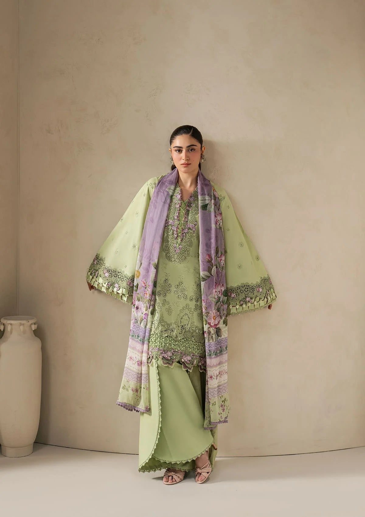 E-CRAFT - Chikankari Lawn With Chiffon Dupatta'26 | EHC-6A BASIL | Elaf