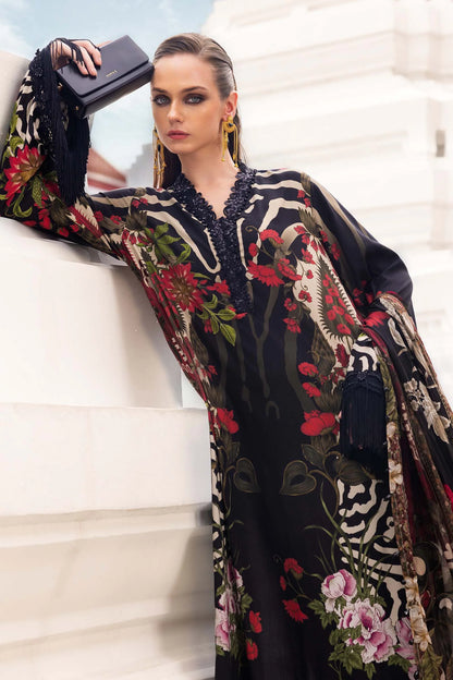3 Piece Unstitched Embroidered Linen Suit - MPT-2810-B