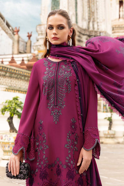 3 Piece Unstitched Embroidered Twill Linen Suit - MPT-2804-B