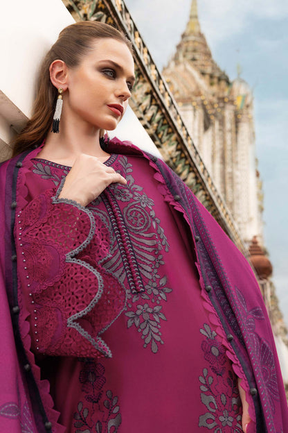 3 Piece Unstitched Embroidered Twill Linen Suit - MPT-2804-B