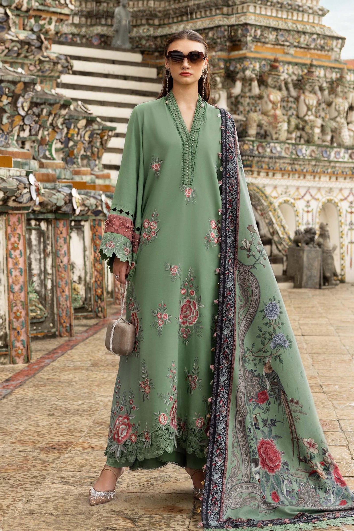 3 Piece Unstitched Embroidered Twill Linen Suit - MPT-2808-A