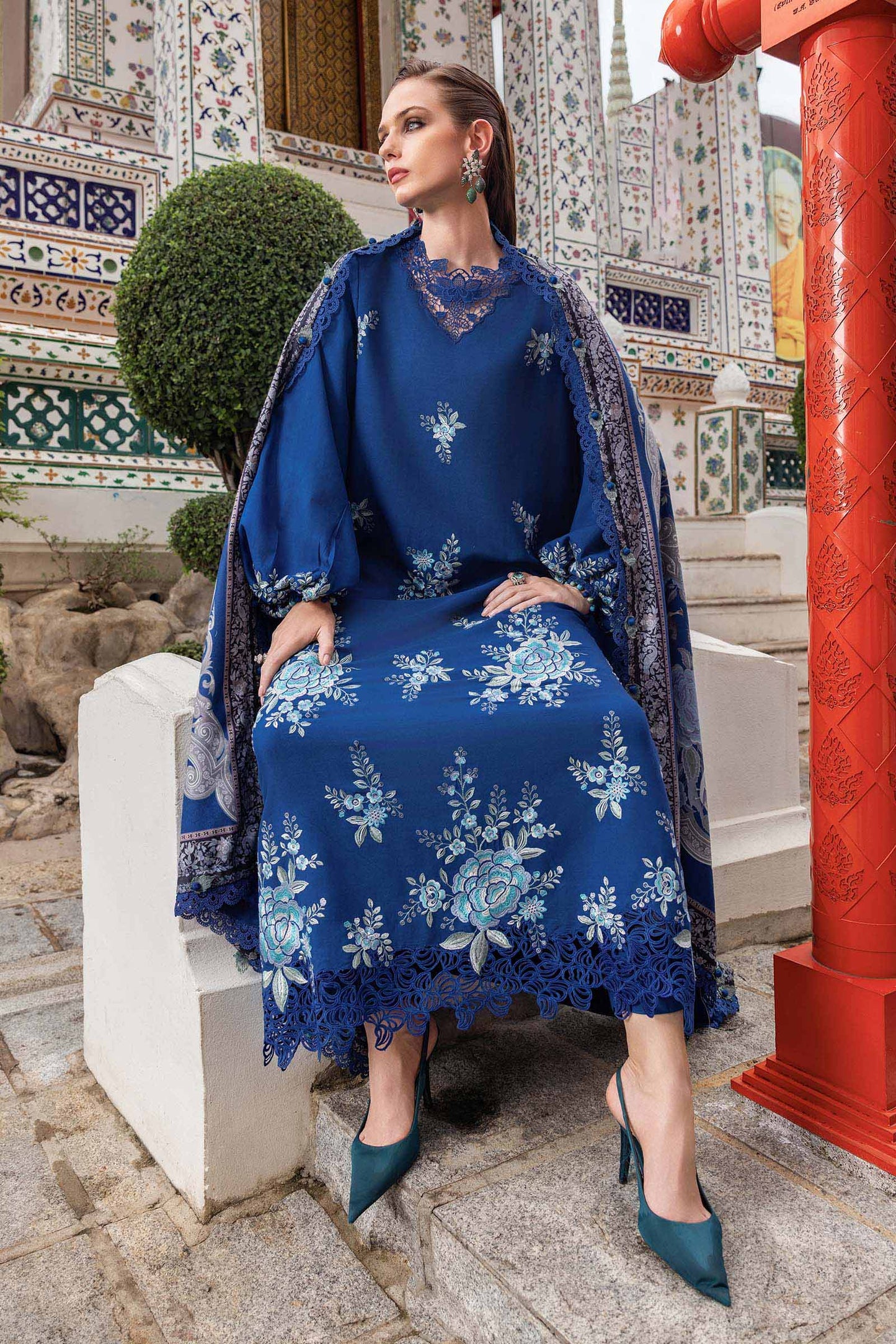 3 Piece Unstitched Embroidered Twill Linen Suit - MPT-2808-B