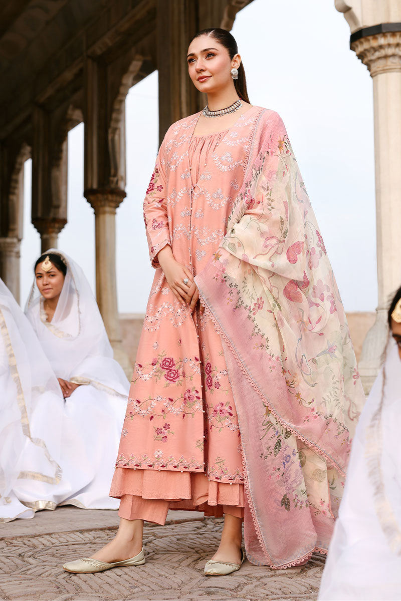Festive Embroidered Lawn | 2026 | Dusky Rose | Cross Stitch