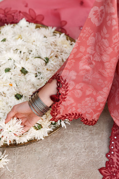 Festive Printed & Embroidered Lawn | 2026 | Peach Atelier | Cross Stitch