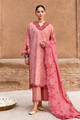 Festive Printed & Embroidered Lawn | 2026 | Peach Atelier | Cross Stitch