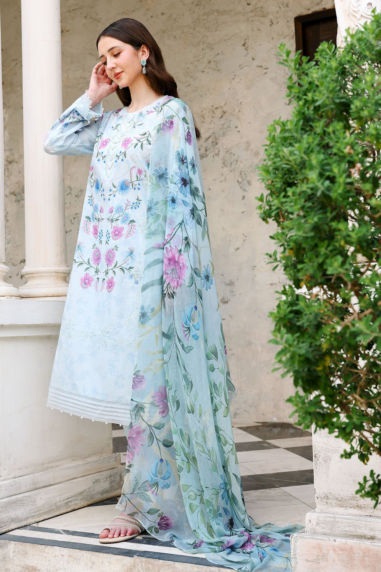 Eid Lawn Edit - II 2026 |AQUA GLINT  | Cross Stitch
